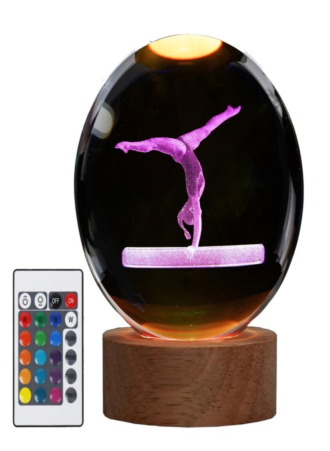 POSSHE Gymnastics Night Light, Gymnastics Gifts for Girl, Gymnastics 3D (3.15 in) Crystal Ball Night Light with Remote Upgraded Lamps with 16 Color for Birthday Xmas Cool Room Decor for Boys Girls - Image 1